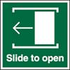 Exit Sign Slide To Open with Left Arrow Plastic 10 x 10 cm