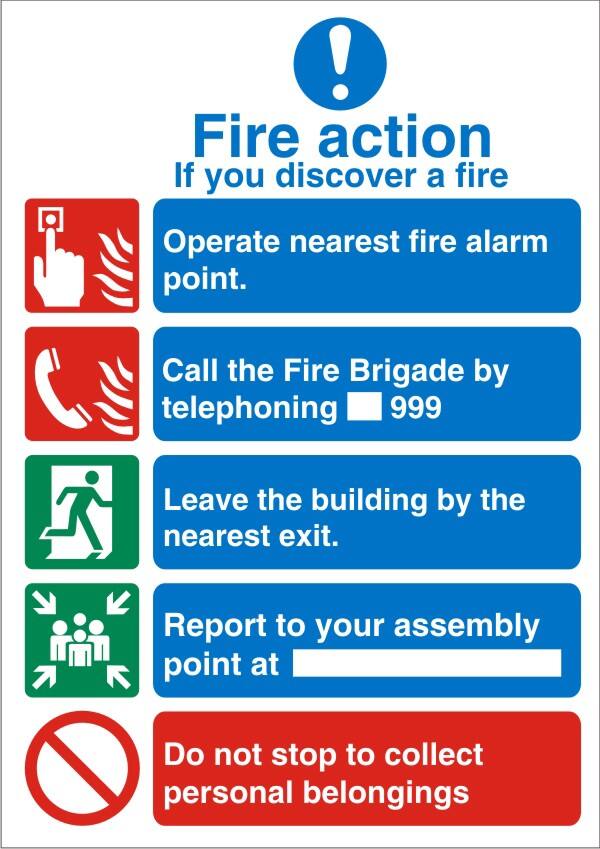 Fire Information Sign Fire Action Adhesive Vinyl 20 x 15 cm