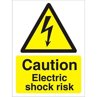 Warning Sign Electric Shock Risk Self Adhesive Plastic 30 x 20 cm