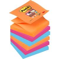 Post-it Super Sticky Z-Notes 76 x 76 mm Assorted Pack of 6 of 90 Sheets