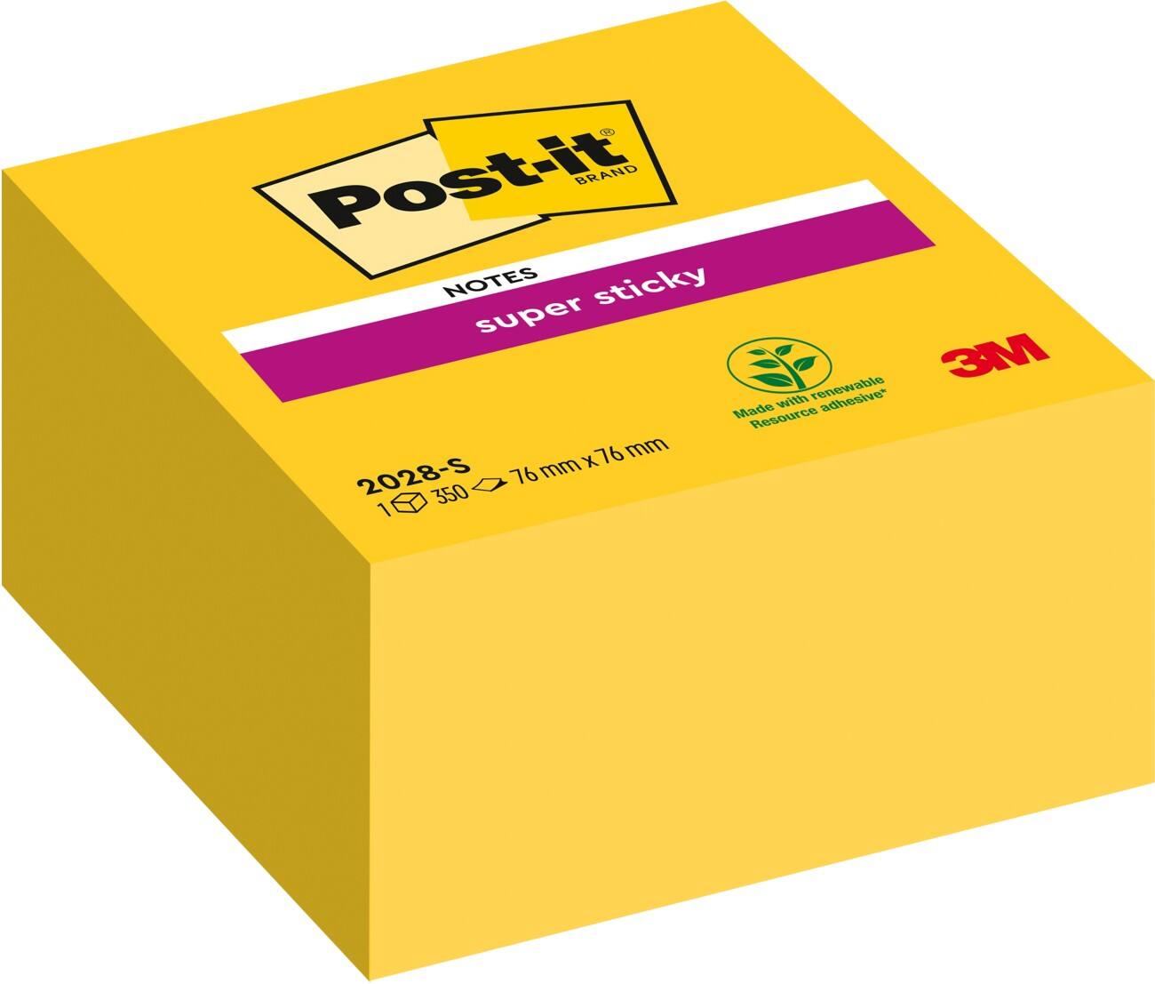 Post-it Super Sticky Notes 76 x 76 mm Yellow 350 Sheets