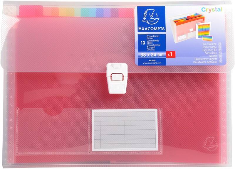 Exacompta Expanding File Crystal A4 Assorted Plastic