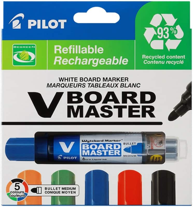 Pilot V-Board Master Whiteboard Marker Assorted Medium Bullet 2 - 2.3 mm Pack of 5