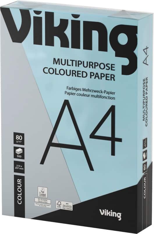 Viking Multipurpose A4 Coloured Paper Blue 80 gsm 500 Sheets