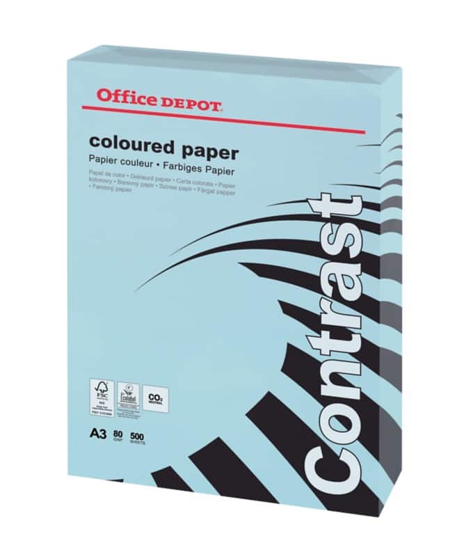 Office Depot A3 Coloured Paper Blue 80 gsm Smooth 500 Sheets | Viking  Direct IE