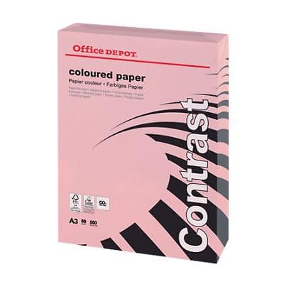 Office Depot Coloured Paper A3 80gsm Pink 500 Sheets