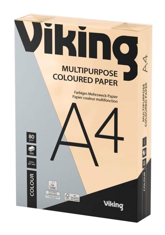 Viking A4 Coloured Paper Salmon 80 gsm Smooth 500 Sheets