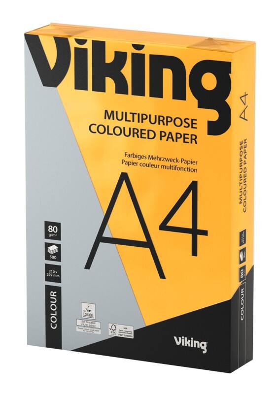 Viking A4 Coloured Paper Orange 80 gsm Smooth 500 Sheets