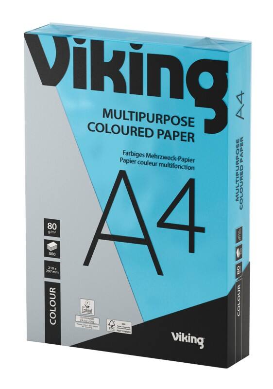 Viking Contrast A4 Coloured Paper Blue 80 gsm 500 Sheets