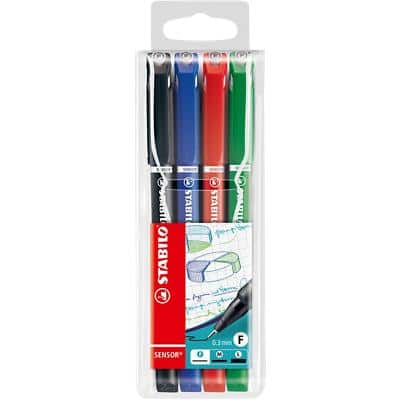 STABILO Fineliner Pen SENSOR 0.3 mm Assorted 4 Pieces