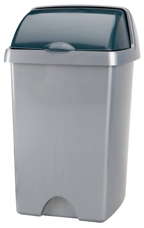 ADDIS Roll Top Bin 25 L Metallic Silver Plastic
