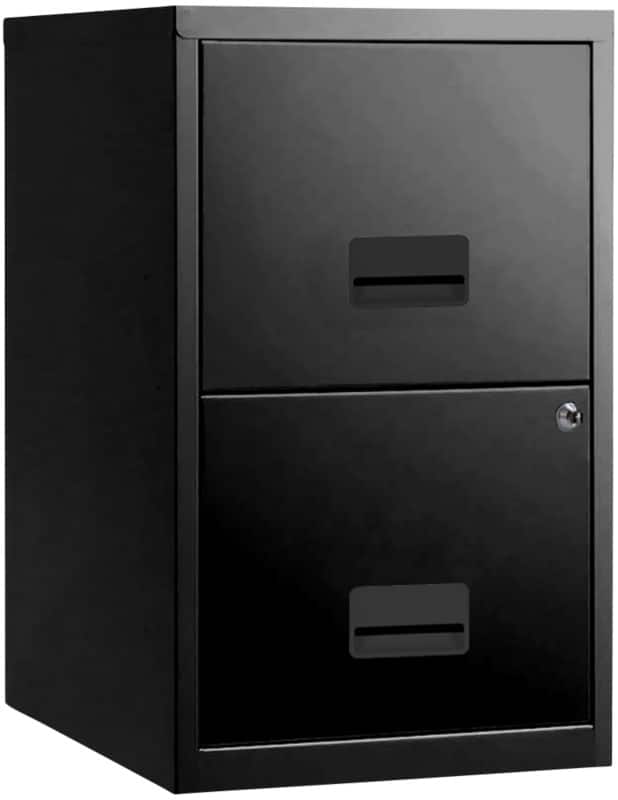 Pierre henry maxi steel filing cabinet with 2 lockable drawers 400 x 400 x 660 mm black