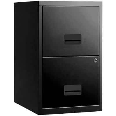 Pierre Henry Steel Filing Cabinet with 2 Lockable Drawers Maxi 400 x 400 x 660 mm Black