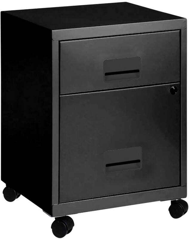 Pierre Henry Steel Filing Cabinet with 2 Lockable Drawers Maxi 400 x 400 x 530 mm Black