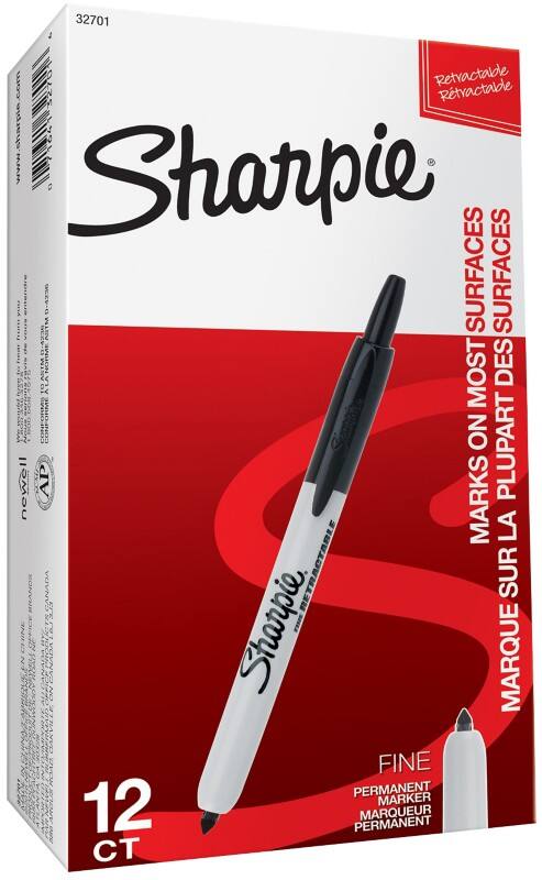 Sharpie S0810840 Permanent Marker  Fine Bullet  -   Black Pack of 12