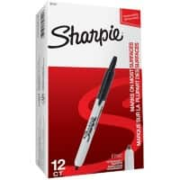 Sharpie S0810840 Permanent Marker Fine Bullet 1.0 mm Black Pack of 12