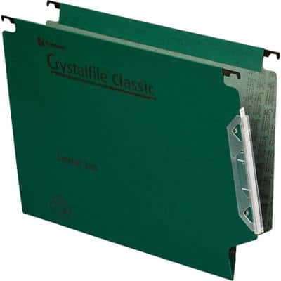 Rexel Crystalfile Classic 330 Lateral Suspension File 70670 V Base 15 mm 230 gsm Green 100% Recycled Manilla Pack of 50