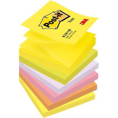 Post-it Sticky Z-Notes 76 x 76 mm Neon Assorted Colours 6 Pads of 100 Sheets