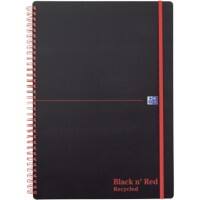 OXFORD Notebook Black n' Red A4 Ruled Spiral Bound PP (Polypropylene) Hardback Black, Red Perforated 140 Pages 70 Sheets