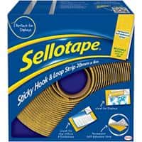 Sellotape Sticky Hook and Loop Strip Permanent 20mm x 6m Yellow, White