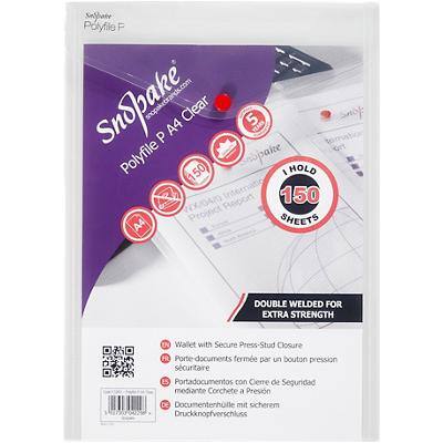 Snopake Document Wallet 13263 A4 PP (Polypropylene) 24 (W) x 33.5 (H) cm Transparent Pack of 5