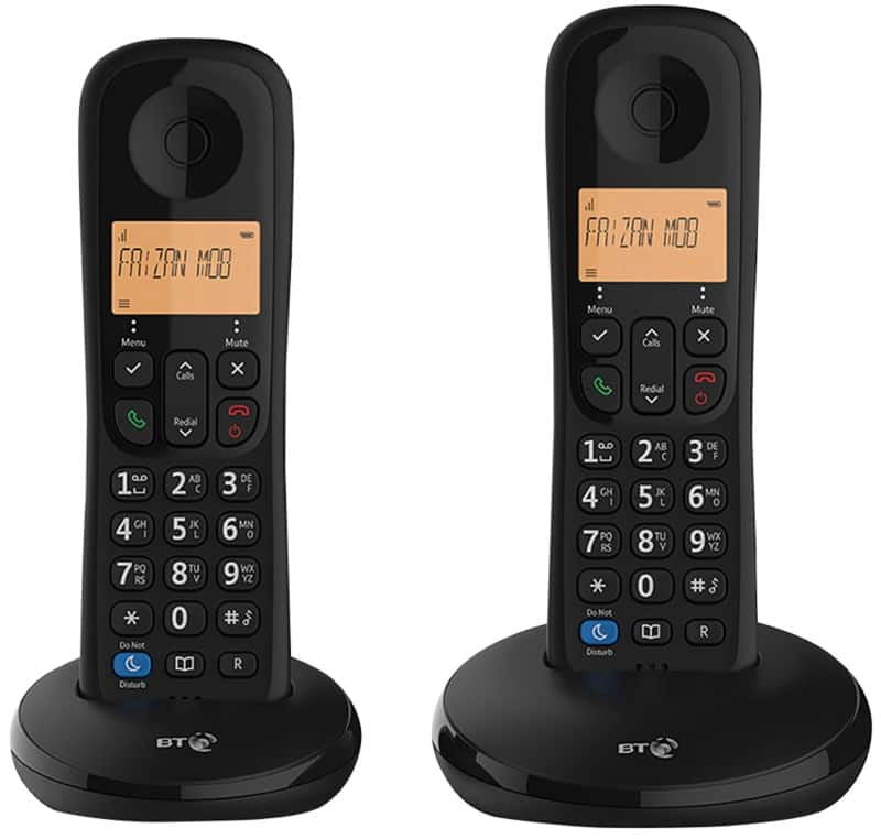 BT Everyday Twin Cordless DECT Telephone Black Set of 2
