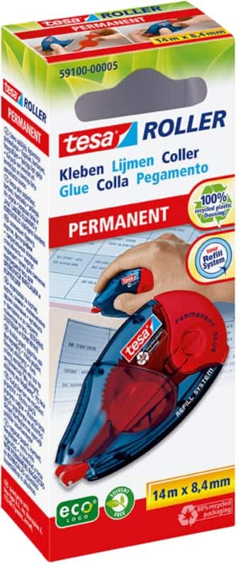 tesa tesaroller permanent Glue Roller Permanent 8.4 mm x 14 m Refillable 59100-00005-07 14 m