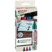 edding EcoLine 21 Permanent Marker Medium Bullet 1.5-3 mm Assorted Refillable Water Resistant Pack of 4