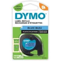 Dymo LT S0721650 / 91205 Authentic Label Tape Self Adhesive Black Print on Blue 12 mm x 4 m