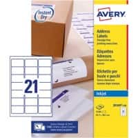 Avery J8160-100 Address Labels Self Adhesive 63.5 x 38.1 mm White 100 Sheets of 21 Labels