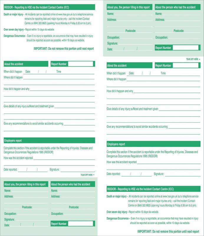 Accident Report Book Paper 24.5 cm