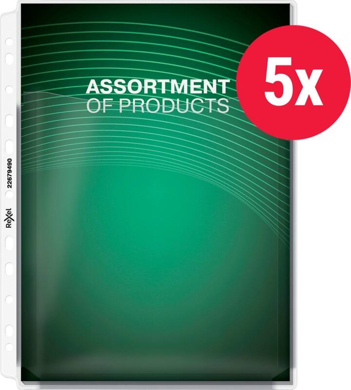 Rexel Expanding Punched Pockets  A4 Orange Peel Transparent 170 microns PVC (Polyvinyl Chloride) Top Opening 11 Holes Pack of 5