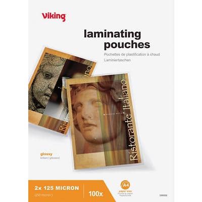 Viking Laminating Pouch A4 Glossy 125 microns (2 x 125) Transparent Pack of 100
