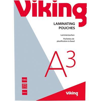 Viking Laminating Pouch A3 Glossy 75 microns (2 x 75) Transparent Pack of 100