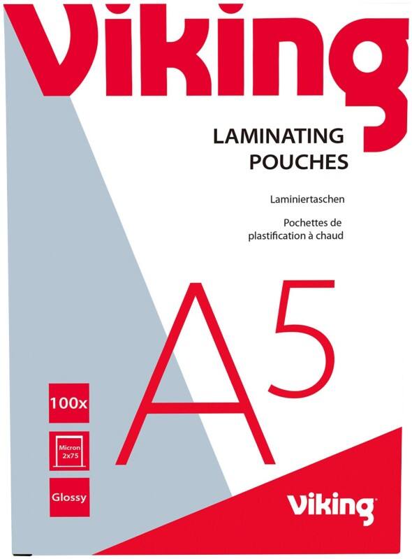 Viking Laminating Pouch A5 Glossy 75 microns (2 x 75) Transparent Pack of 100