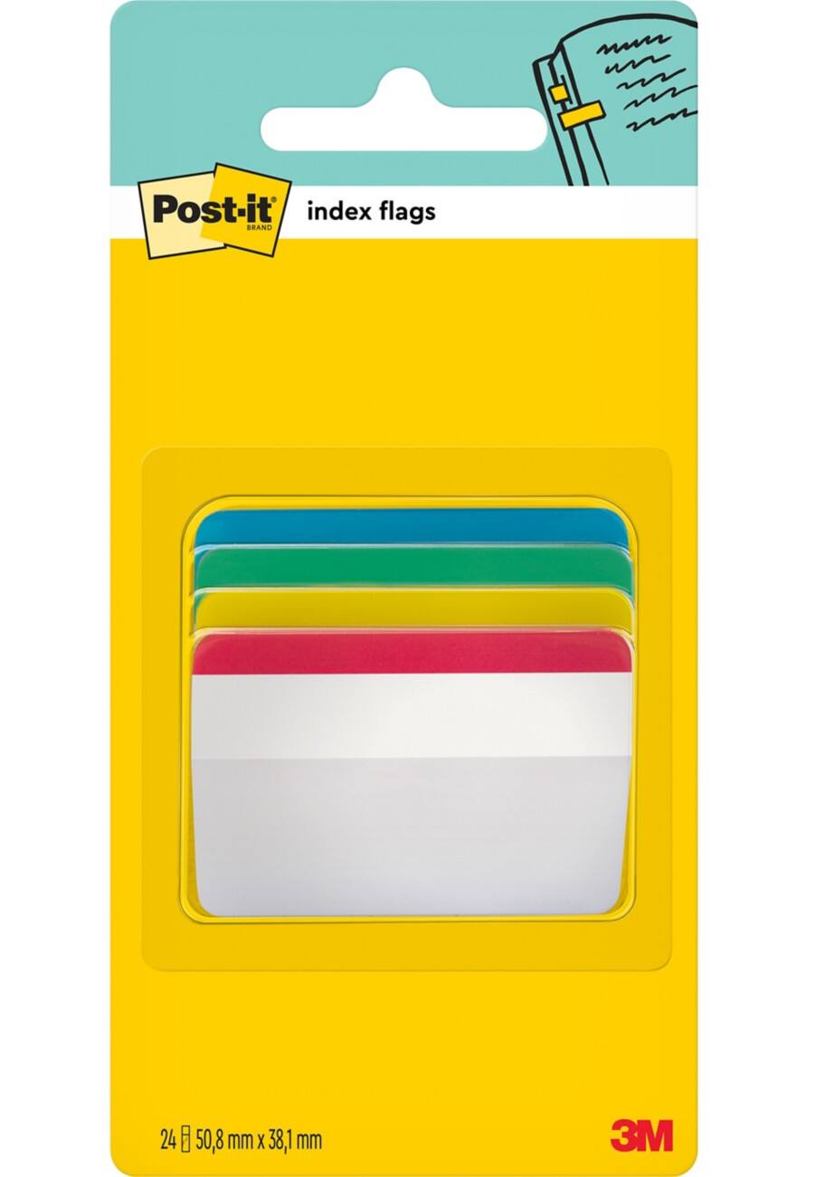 Post-it Index Strong Filing Tabs 50.8 x 38.1 mm Assorted 6 x 4 Pack