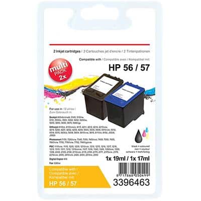 Office Depot Compatible HP 56, 57 Ink Cartridge SA342AE Black, Cyan, Magenta, Yellow Pack of 2 Multipack