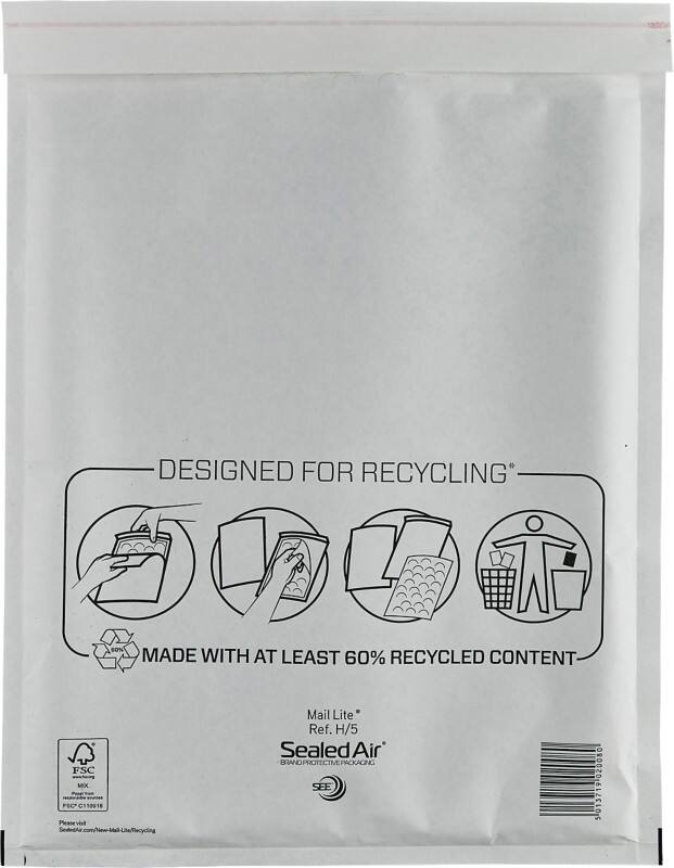 Mail Lite Mailing Bag H/5 White Plain 270 (W) x 360 (H) mm Peel and Seal 79 gsm Pack of 50
