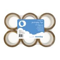 Niceday Packaging Tape Brown 48 mm (W) x 66 m (L) Biaxially-Oriented Polypropylene Pack of 6