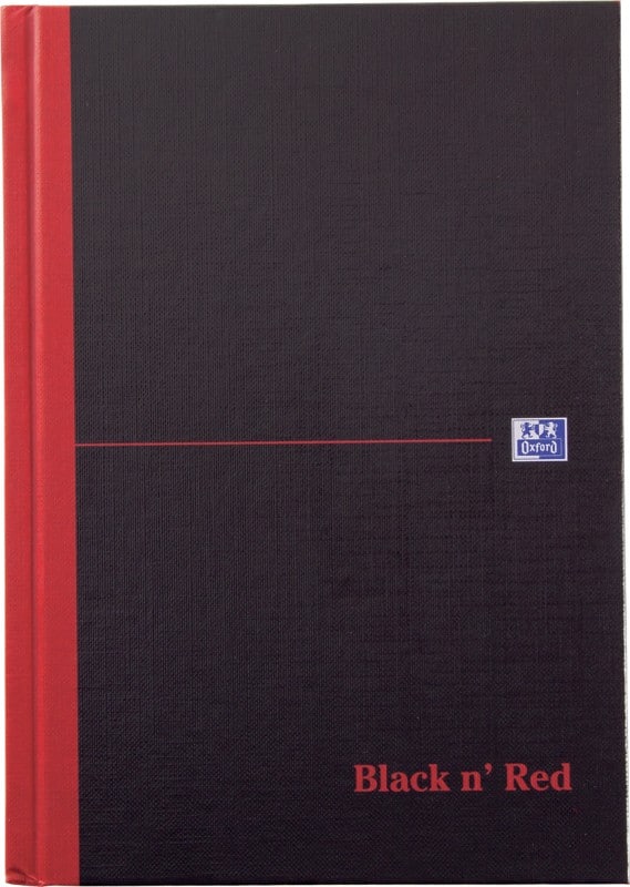 OXFORD Notebook Black n' Red A5 Ruled Casebound Cardboard Hardback Black, Red 192 Pages