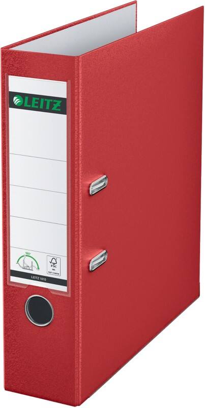 Leitz 180° Wide Lever Arch File A4 82 mm Red 2 Rings 1010 Polypropylene Smooth Portrait