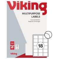 Viking Multipurpose Labels Self Adhesive 63.5 x 46.6 mm White 100 Sheets of 18 Labels