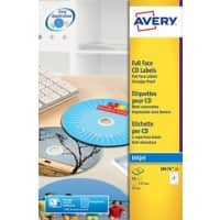 Avery J8676-25 CD Labels Self Adhesive Ø 117 mm White & Matt 25 Sheets of 2 Labels