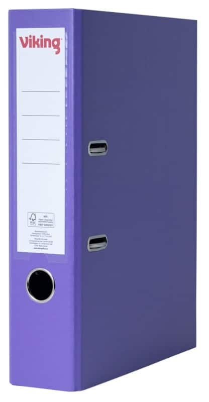 Viking Wide Lever Arch File A4 75 mm Purple 2 Rings Plastic Matt Portrait