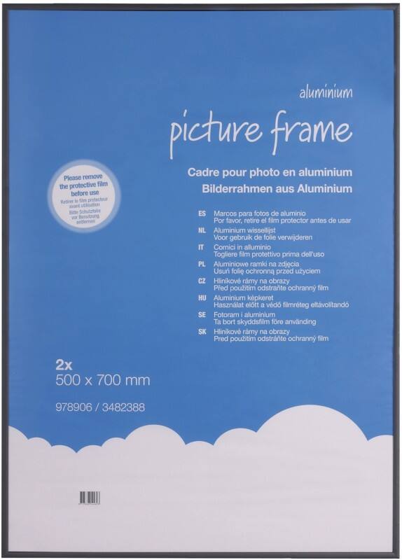 Viking Picture Frame Black Aluminium 3482388 70 (W) x 50 (H) cm 978906 Pack of 2