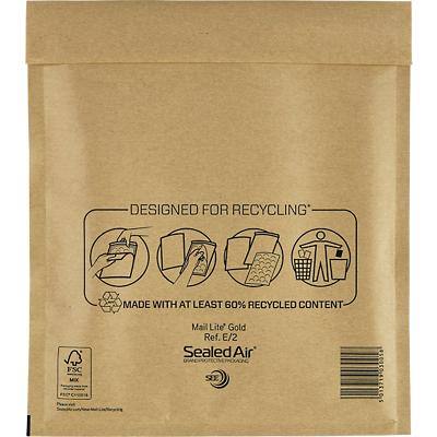 Mail Lite Mailing Bag E/2 Gold Plain 220 (W) x 260 (H) mm Peel and Seal 80 gsm Pack of 100