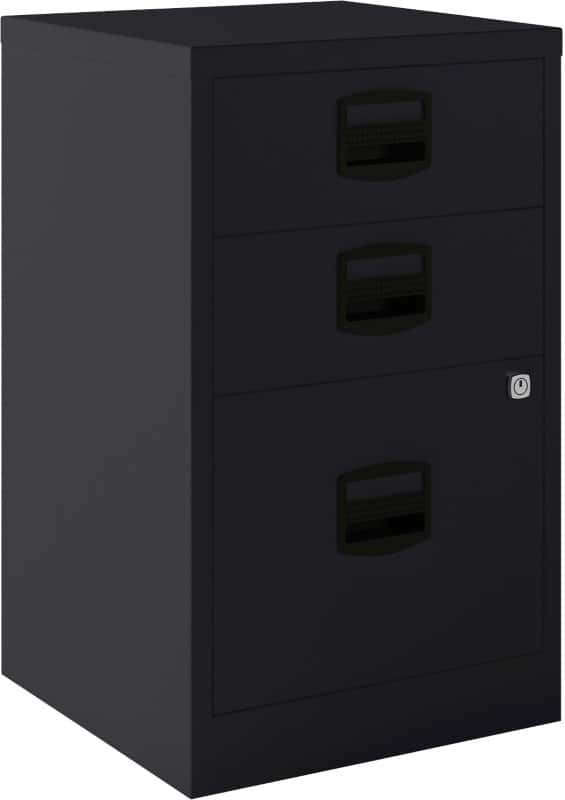 Bisley PFA Steel Filing Cabinet 3 Drawers Lockable 413 x 400 x 672 mm Black