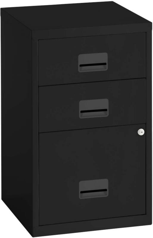 Pierre Henry Steel Filing Cabinet with 3 Lockable Drawers COMBI 400 x 400 x 660 mm Black