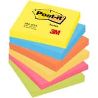 Post-it Sticky Notes 76 x 76 mm Energetic Assorted Colours 6 Pads of 100 Sheets