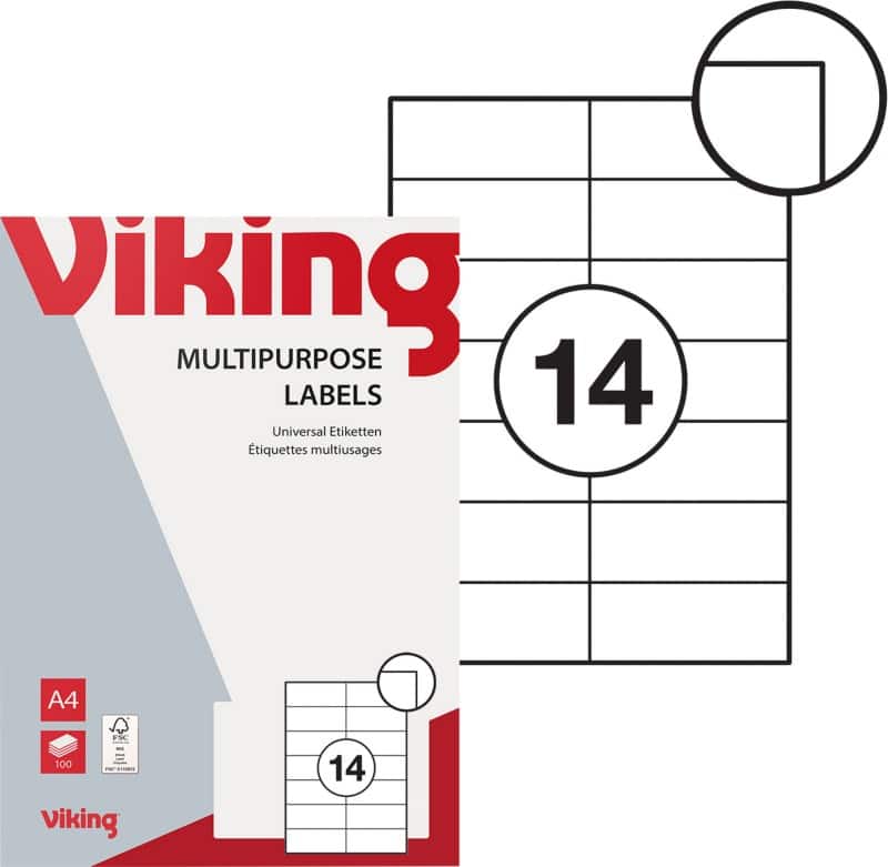 Viking Multipurpose Labels Self Adhesive 105 x 42.3 mm White 100 Sheets of 14 Labels